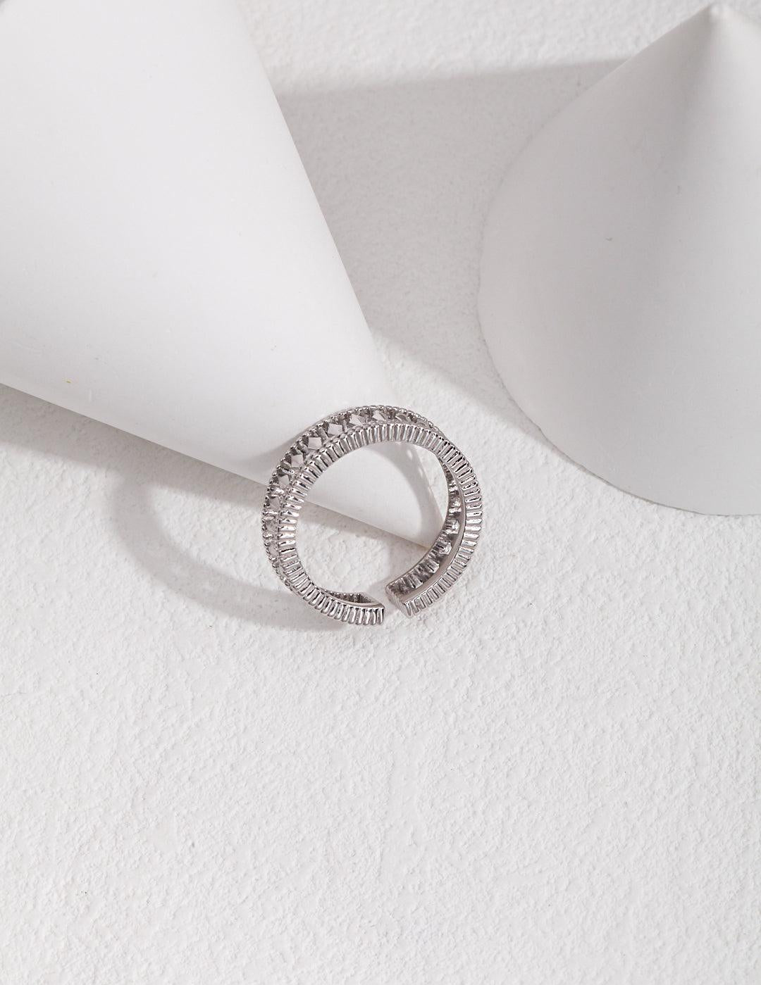 Cut-out Patchwork Italian-Style Metal Open Ring - Gembea Jewelry