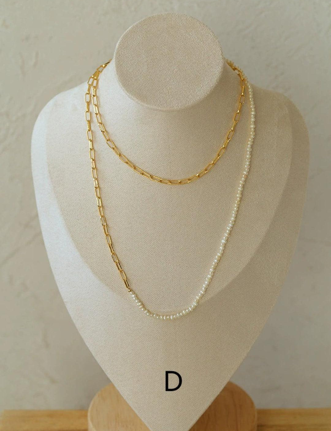 Overlay Natural Pearl Pendant Necklace - Gembea Jewelry