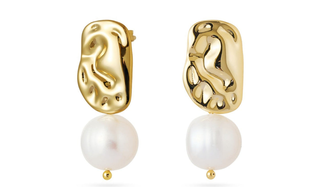 Dainty Baroque Pearl Stud Earrings gembea jewelry