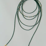 Dark Green Glass Beaded Long Necklace gembea jewelry