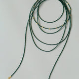 Dark Green Glass Beaded Long Necklace gembea jewelry