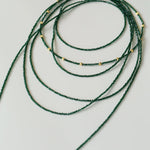 Dark Green Glass Beaded Long Necklace gembea jewelry