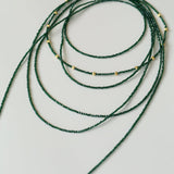 Dark Green Glass Beaded Long Necklace gembea jewelry