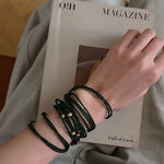 Dark Green Glass Beaded Long Necklace gembea jewelry