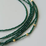 Dark Green Glass Beaded Long Necklace gembea jewelry