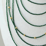 Dark Green Glass Beaded Long Necklace gembea jewelry