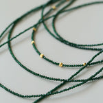 Dark Green Glass Beaded Long Necklace gembea jewelry