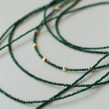 Dark Green Glass Beaded Long Necklace gembea jewelry