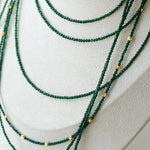 Dark Green Glass Beaded Long Necklace gembea jewelry