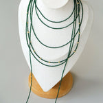 Dark Green Glass Beaded Long Necklace gembea jewelry