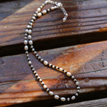 Dark Tide Black Agate White Pearl Necklace gembea jewelry