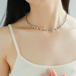 Dark Tide Black Agate White Pearl Necklace gembea jewelry