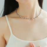 Dark Tide Black Agate White Pearl Necklace gembea jewelry