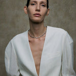 Dark Tide Black Agate White Pearl Necklace gembea jewelry