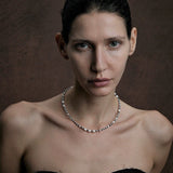 Dark Tide Black Agate White Pearl Necklace gembea jewelry