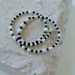 Dark Tide Black Agate White Pearl Necklace gembea jewelry