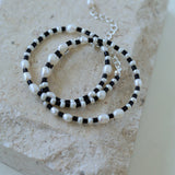 Dark Tide Black Agate White Pearl Necklace gembea jewelry