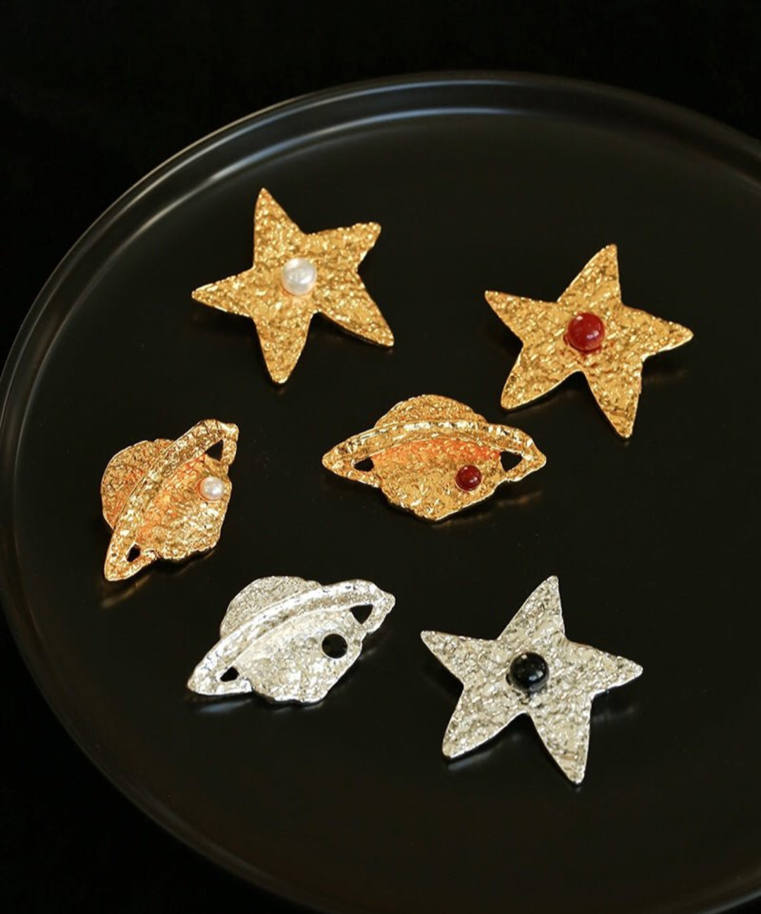 Dazzling Stars Pentagram Planet Element Brooch gembea jewelry
