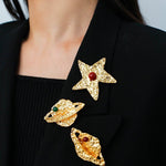 Dazzling Stars Pentagram Planet Element Brooch gembea jewelry