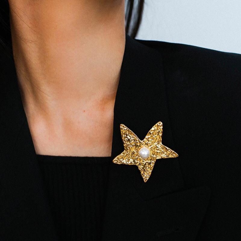 Dazzling Stars Pentagram Planet Element Brooch gembea jewelry