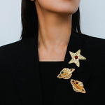 Dazzling Stars Pentagram Planet Element Brooch gembea jewelry