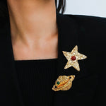 Dazzling Stars Pentagram Planet Element Brooch gembea jewelry