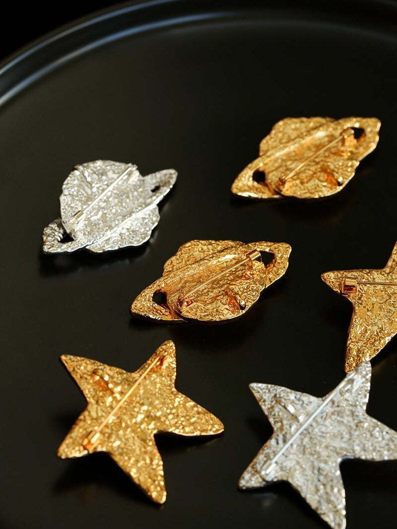 Dazzling Stars Pentagram Planet Element Brooch gembea jewelry