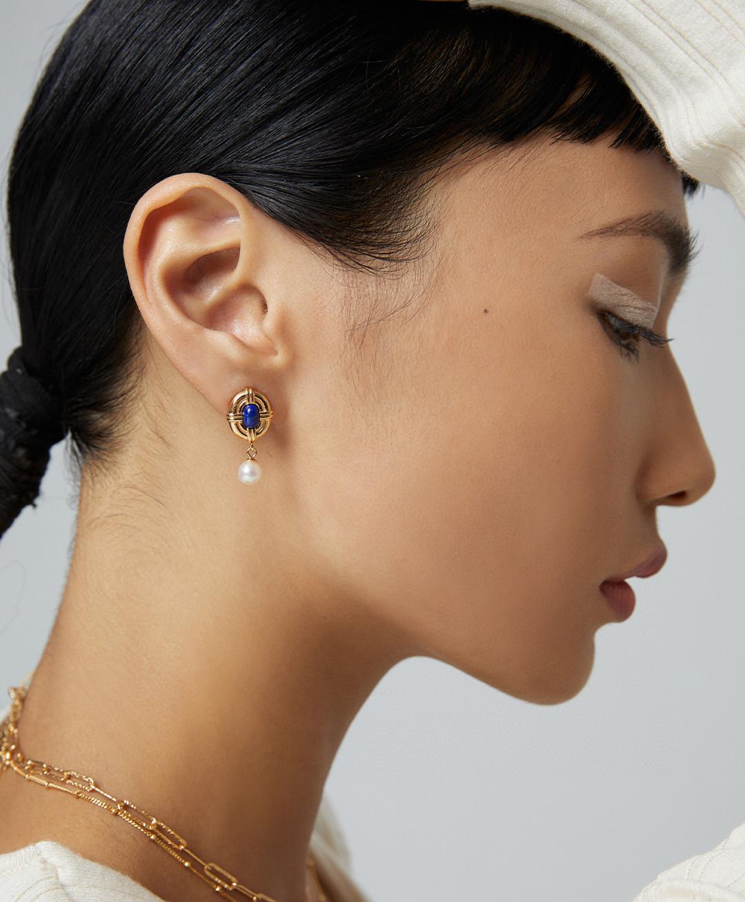 Gembea Jewelry Lazuli Days Series Deep Tide Pearl Earrings