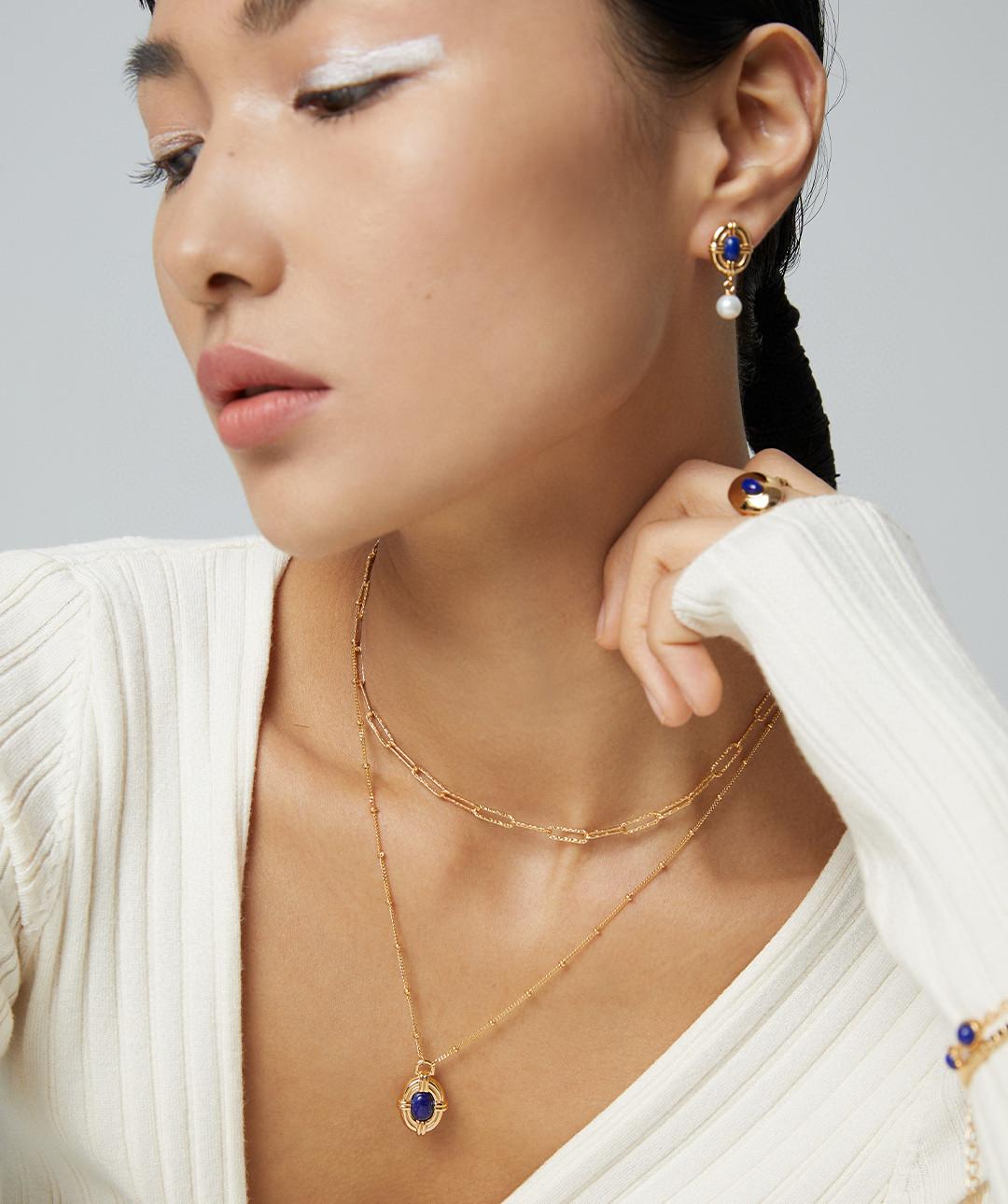 Gembea Jewelry Lazuli Days Series Deep Tide Pearl Earrings