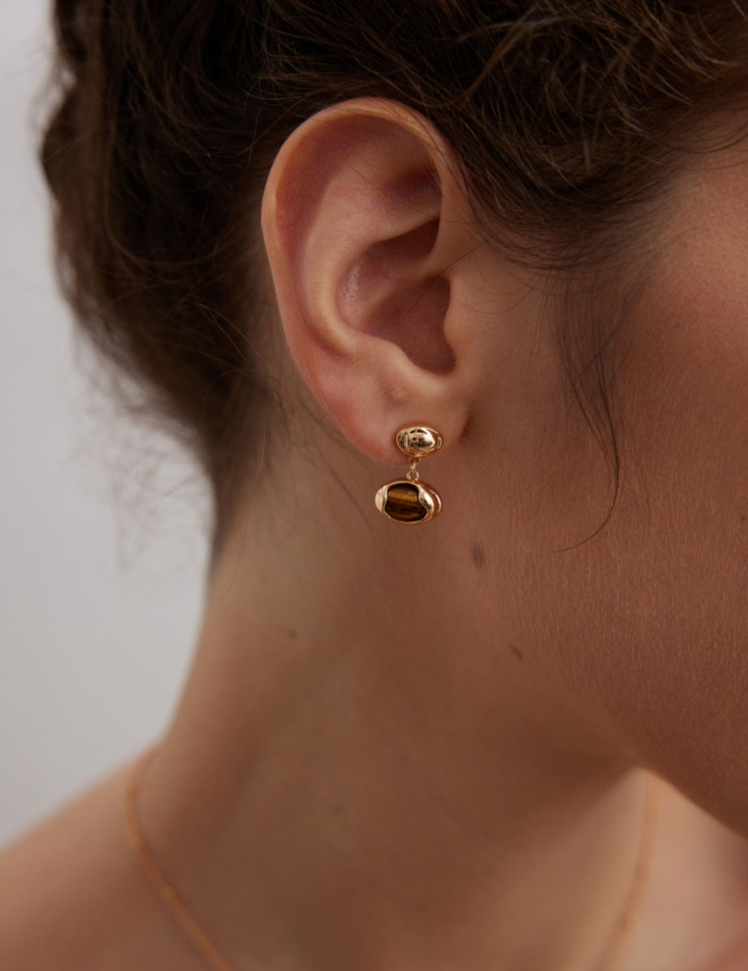 Tiger's Eye Stone Drop Earrings-Gembea Jewelry