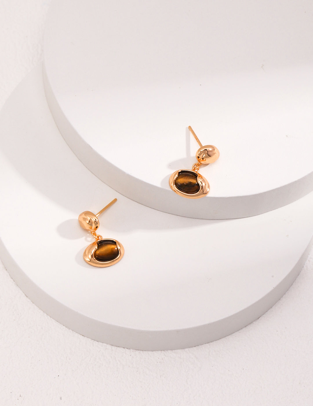 Tiger's Eye Stone Drop Earrings-Gembea Jewelry