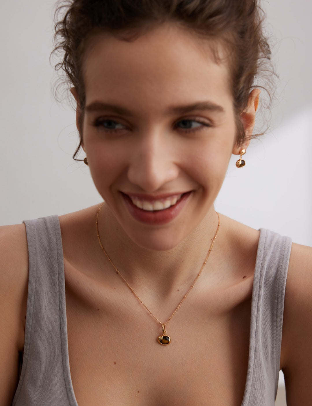 Tiger's Eye Stone Drop Earrings-Gembea Jewelry