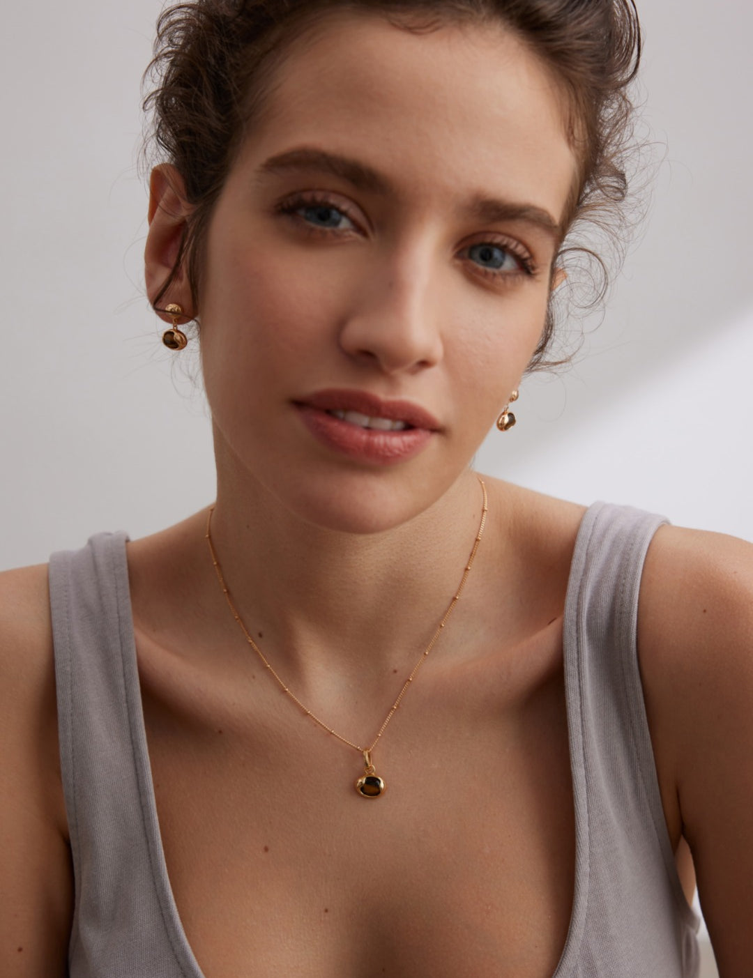 Tiger's Eye Stone Drop Earrings-Gembea Jewelry