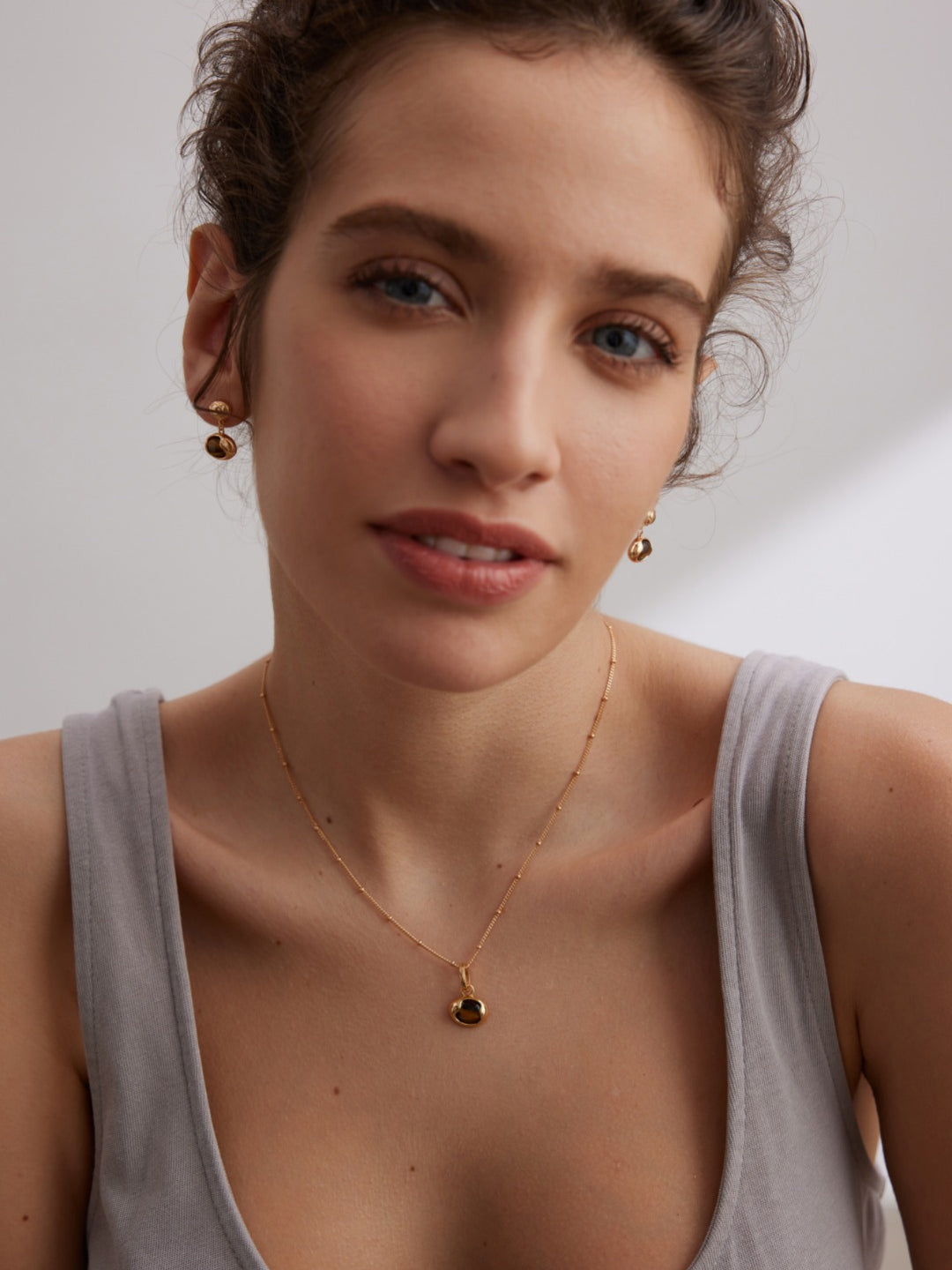 Tiger's Eye Stone Drop Earrings-Gembea Jewelry