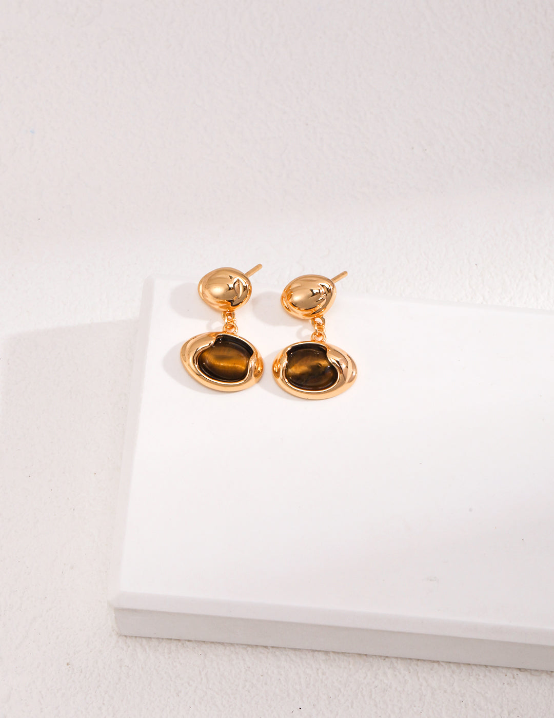 Tiger's Eye Stone Drop Earrings-Gembea Jewelry