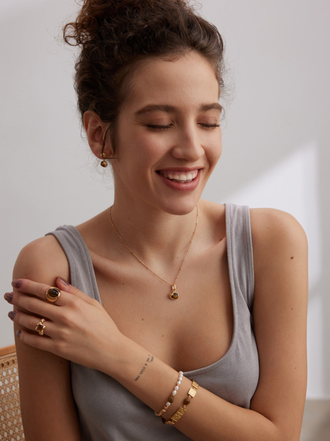 Tiger's Eye Stone Drop Earrings-Gembea Jewelry