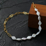 Diamond-Shaped Baroque Pearl Chain Necklace gembea jewelry