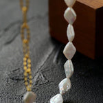 Diamond-Shaped Baroque Pearl Chain Necklace gembea jewelry