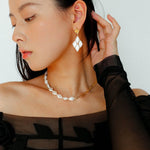 Diamond-Shaped Baroque Pearl Chain Necklace gembea jewelry