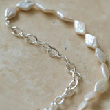 Diamond Baroque Chain Pearl Necklace - Gembea Jewelry