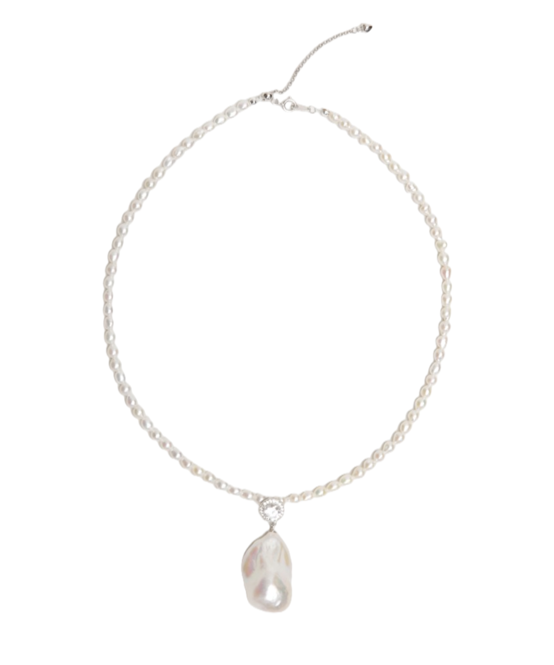 Diamond Baroque Pearl Pendant Necklace GEMBEA JEWELRY