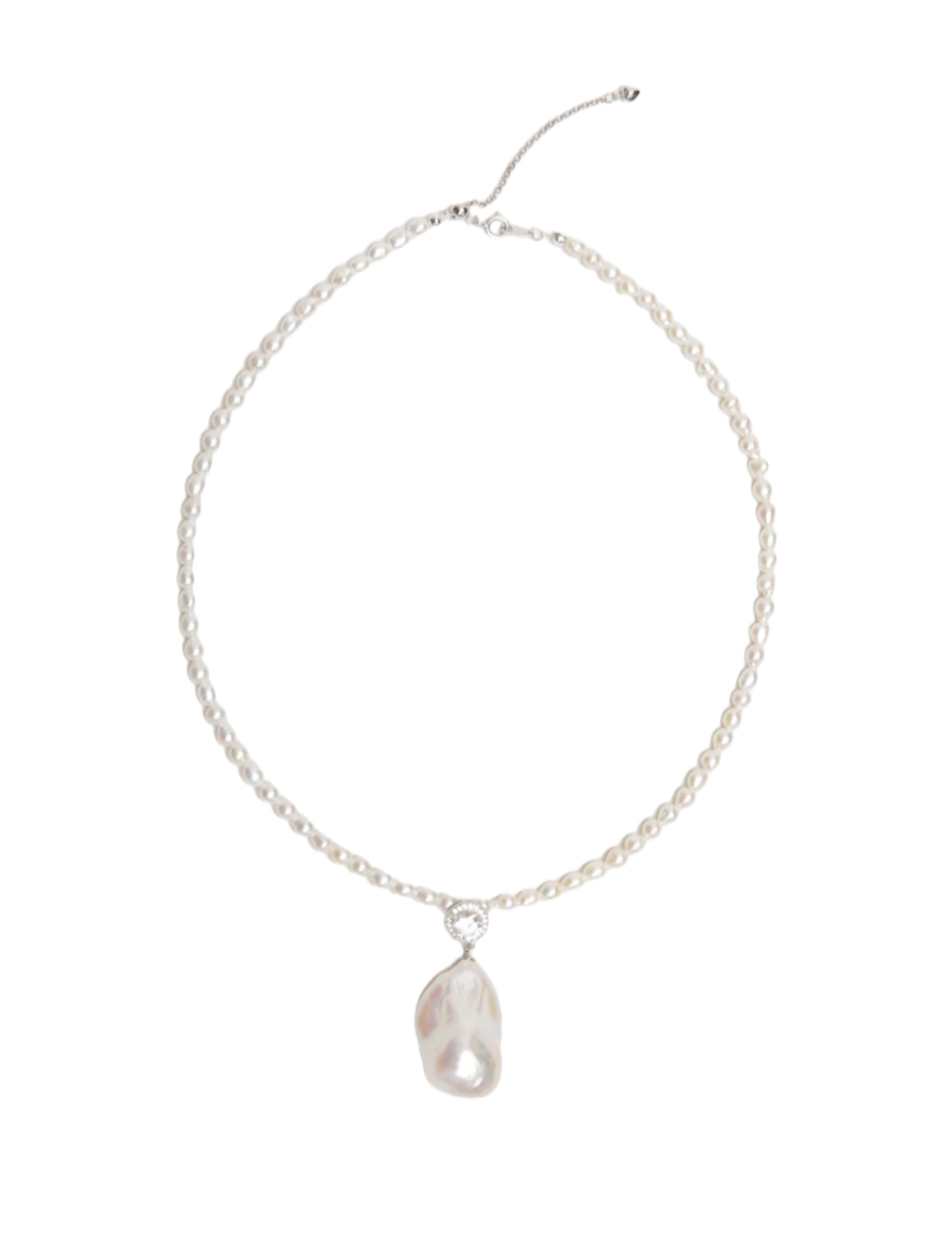 Diamond Baroque Pearl Pendant Necklace GEMBEA JEWELRY