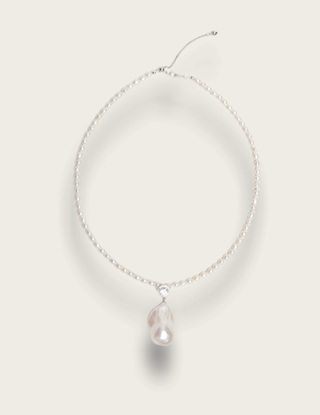 Diamond Baroque Pearl Pendant Necklace gembea jewelry