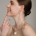 Gembea Jewelry Baroque with Diamond Pearl Necklace