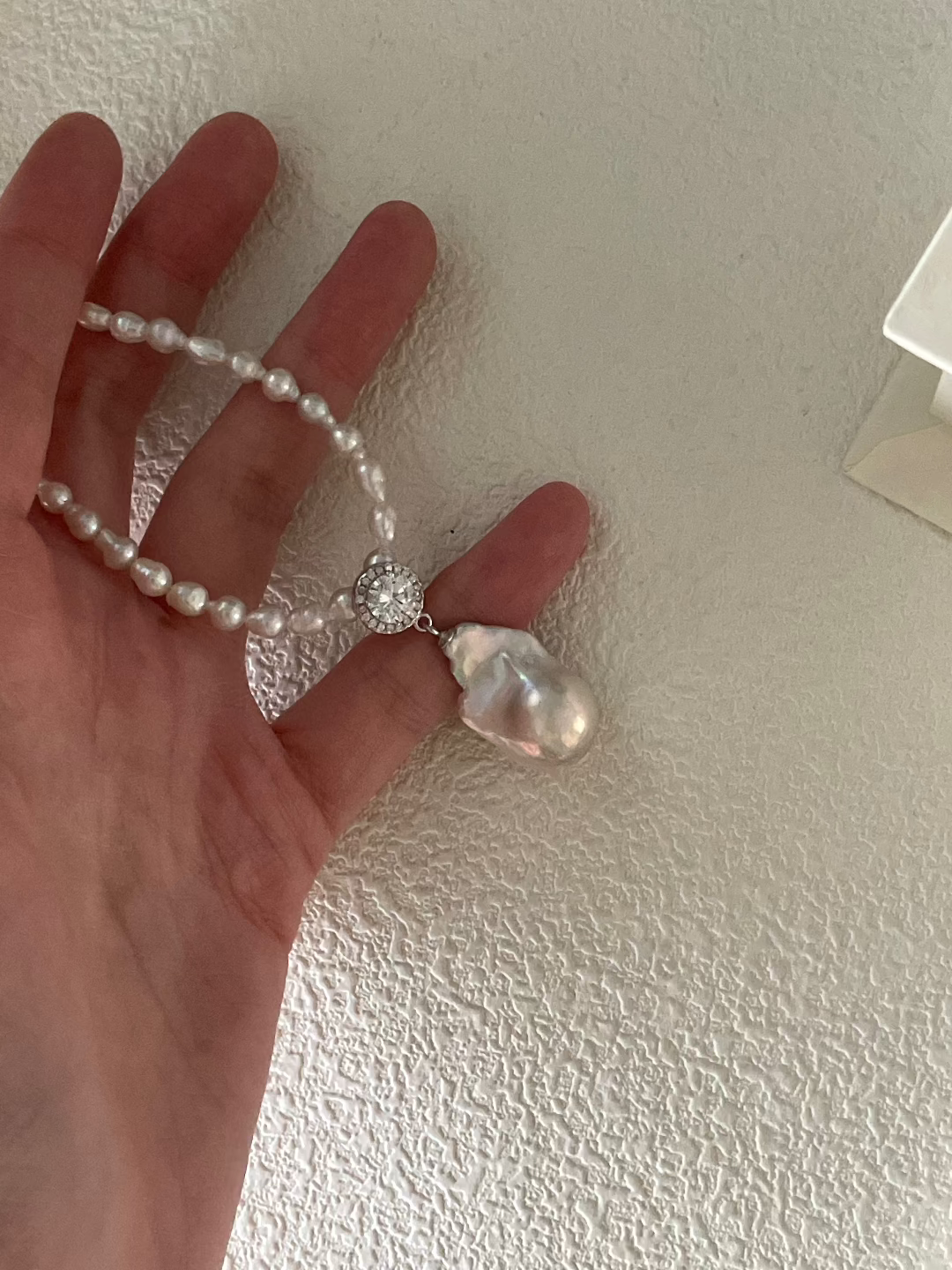 Baroque with Diamond Pearl Necklace - Gembea Jewelry