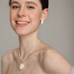Gembea Jewelry Baroque with Diamond Pearl Necklace