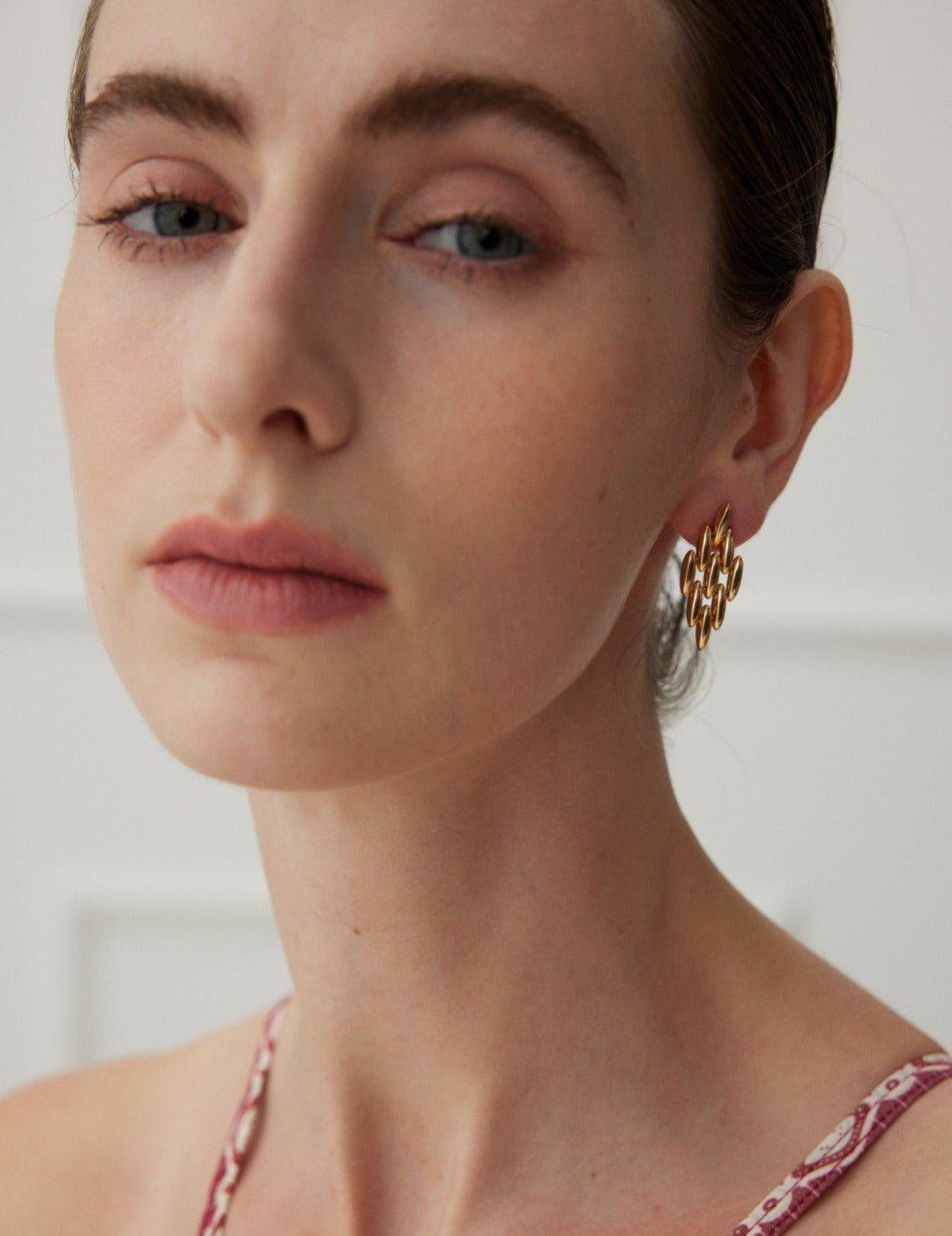 Sparkling Diamond 18K Gold Earrings - Gembea Jewelry