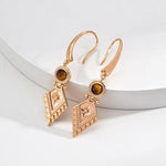 Diamond Pendant Tiger Eye Gemstone Earrings - Gembea Jewelry