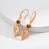 Diamond Pendant Tiger Eye Gemstone Earrings - Gembea Jewelry