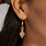 Diamond Pendant Tiger Eye Gemstone Earrings - Gembea Jewelry
